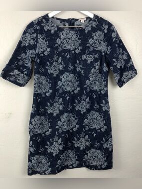 Vintage GAP Floral Denim Shift Dress Petite 4 Western Mini Dress